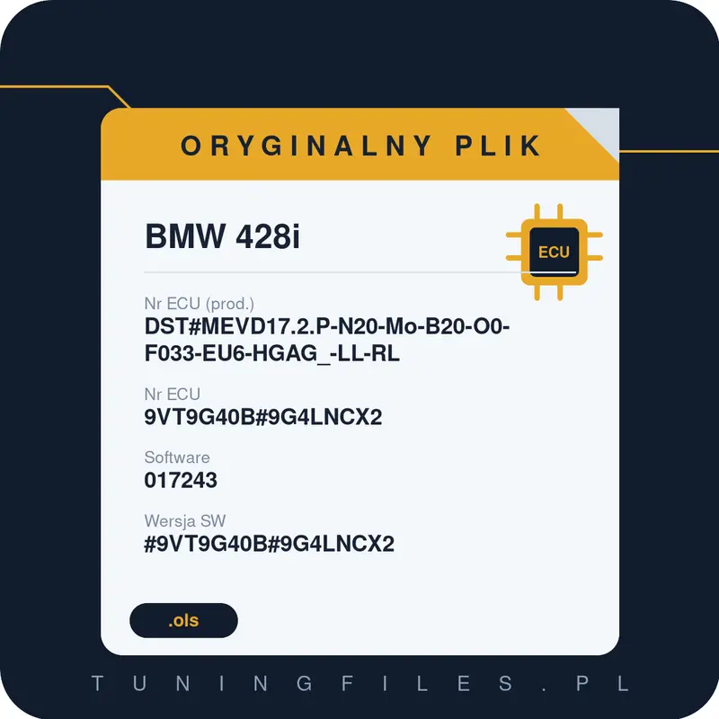 Oryginalny plik BMW 428i DST#MEVD17.2.P-N20-Mo-B20-O0-F033-EU6-HGAG_-LL-RL 9VT9G40B#9G4LNCX2 017243 #9VT9G40B#9G4LNCX2