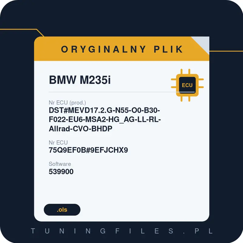 Oryginalny plik BMW M235i DST#MEVD17.2.G-N55-O0-B30-F022-EU6-MSA2-HG_AG-LL-RL-Allrad-CVO-BHDP 75Q9EF0B#9EFJCHX9 539900 9EFJCHX9