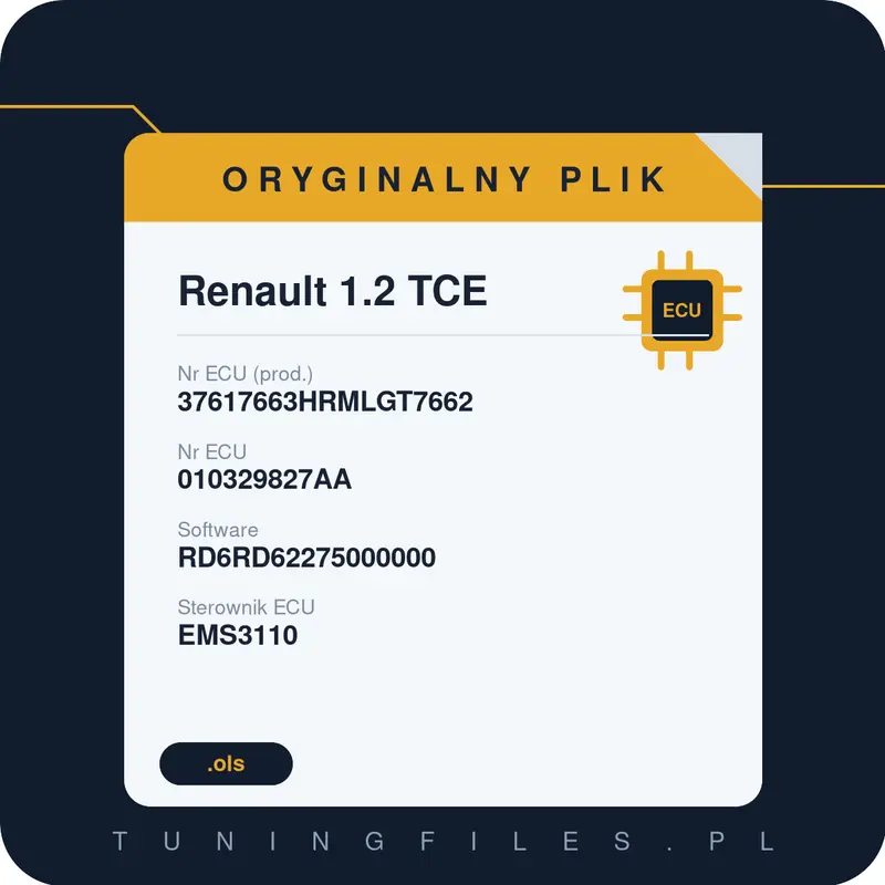 Oryginalny plik Renault 1.2 TCE 37617663HRMLGT7662 010329827AA RD6RD62275000000