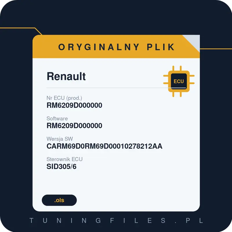Oryginalny plik Renault RM6209D000000 RM6209D000000 CARM69D0RM69D00010278212AA