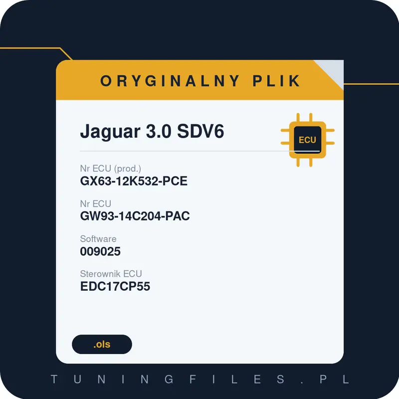 Oryginalny plik Jaguar 3.0 SDV6 GX63-12K532-PCE GW93-14C204-PAC 009025