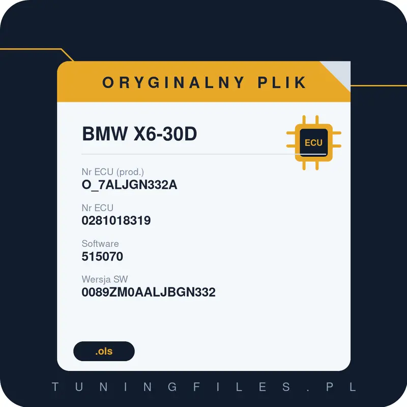 Oryginalny plik BMW X6-30D O_7ALJGN332A 0281018319 515070 0089ZM0AALJBGN332