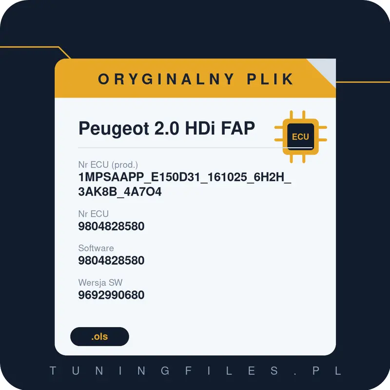 Oryginalny plik Peugeot 2.0 HDi FAP 1MPSAAPP_E150D31_161025_6H2H_3AK8B_4A7O4 9804828580 9804828580 9692990680