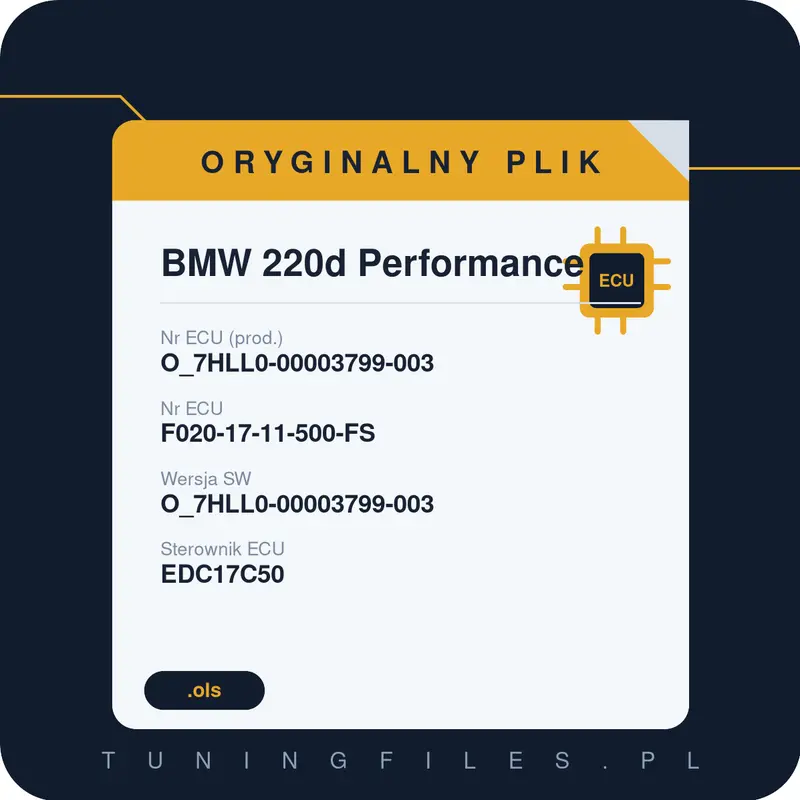 Oryginalny plik BMW 220d Performance O_7HLL0-00003799-003 F020-17-11-500-FS O_7HLL0-00003799-003