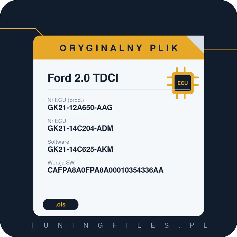 Oryginalny plik Ford 2.0 TDCI GK21-12A650-AAG GK21-14C204-ADM GK21-14C625-AKM CAFPA8A0FPA8A00010354336AA