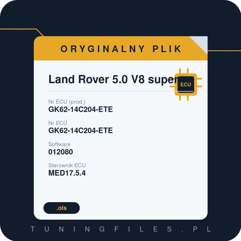 Oryginalny plik Land Rover 5.0 V8 supercharged GK62-14C204-ETE GK62-14C204-ETE 012080