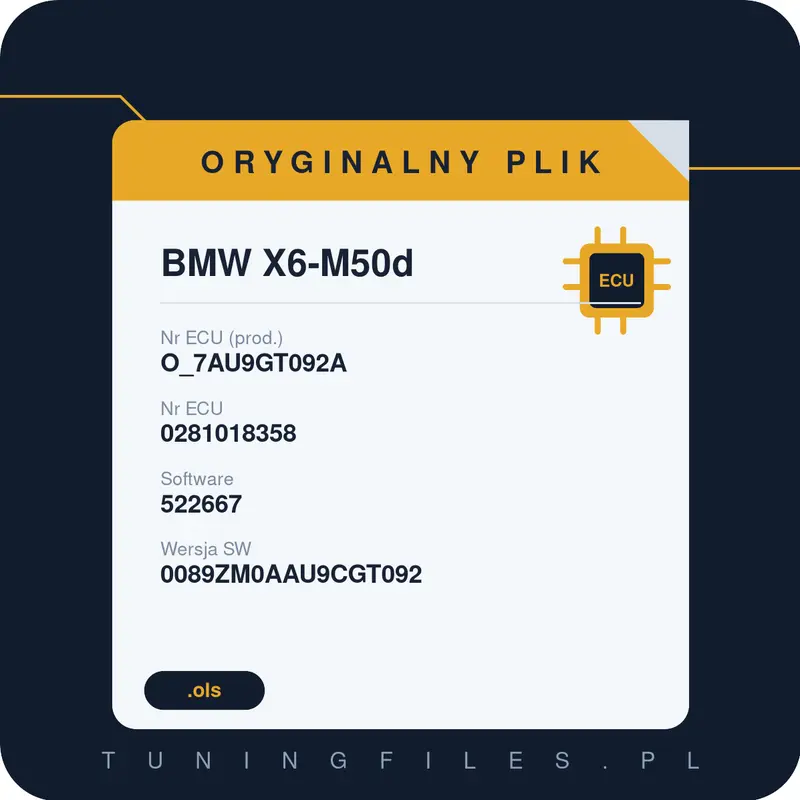 Oryginalny plik BMW X6-M50d O_7AU9GT092A 0281018358 522667 0089ZM0AAU9CGT092