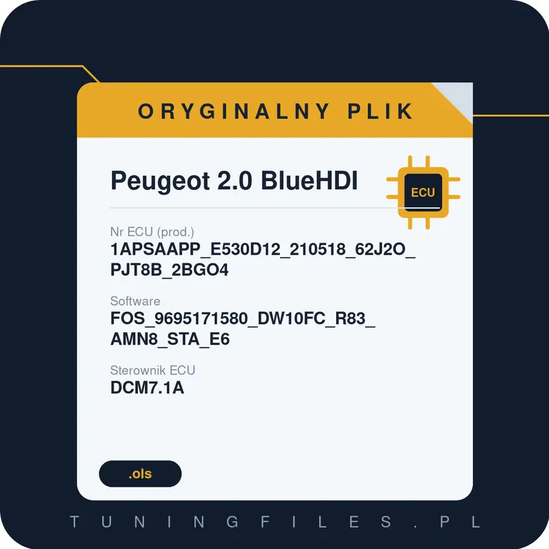Oryginalny plik Peugeot 2.0 BlueHDI 1APSAAPP_E530D12_210518_62J2O_PJT8B_2BGO4 FOS_9695171580_DW10FC_R83_AMN8_STA_E6