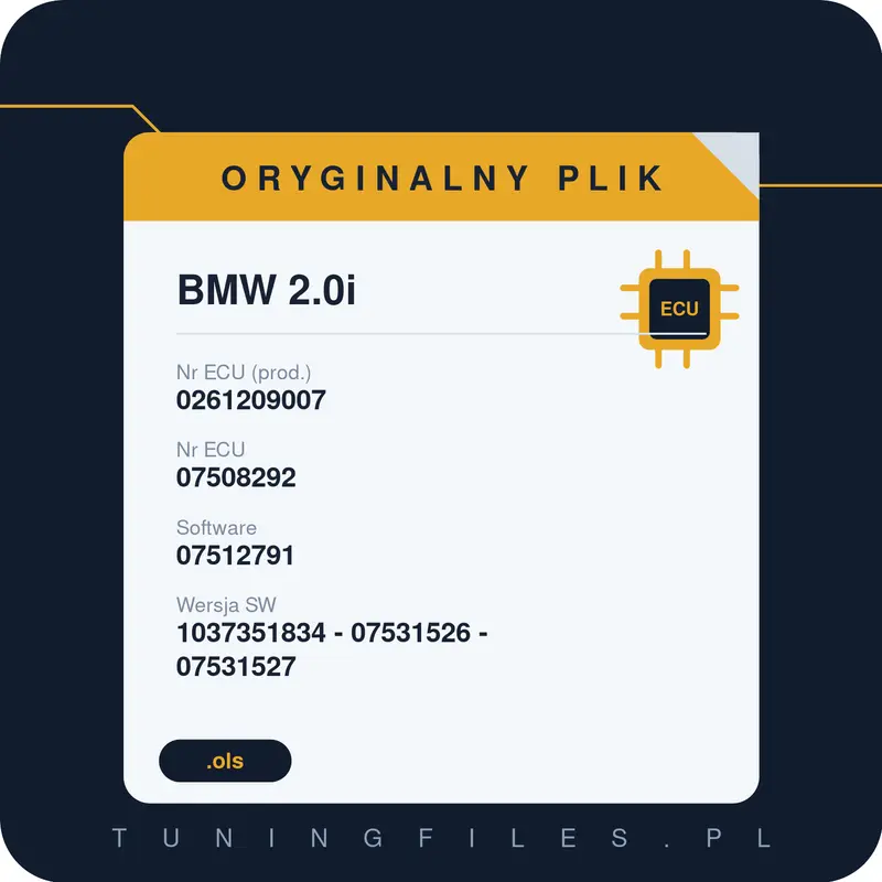 Oryginalny plik BMW 2.0i 0261209007 07508292 07512791 1037351834 - 07531526 - 07531527