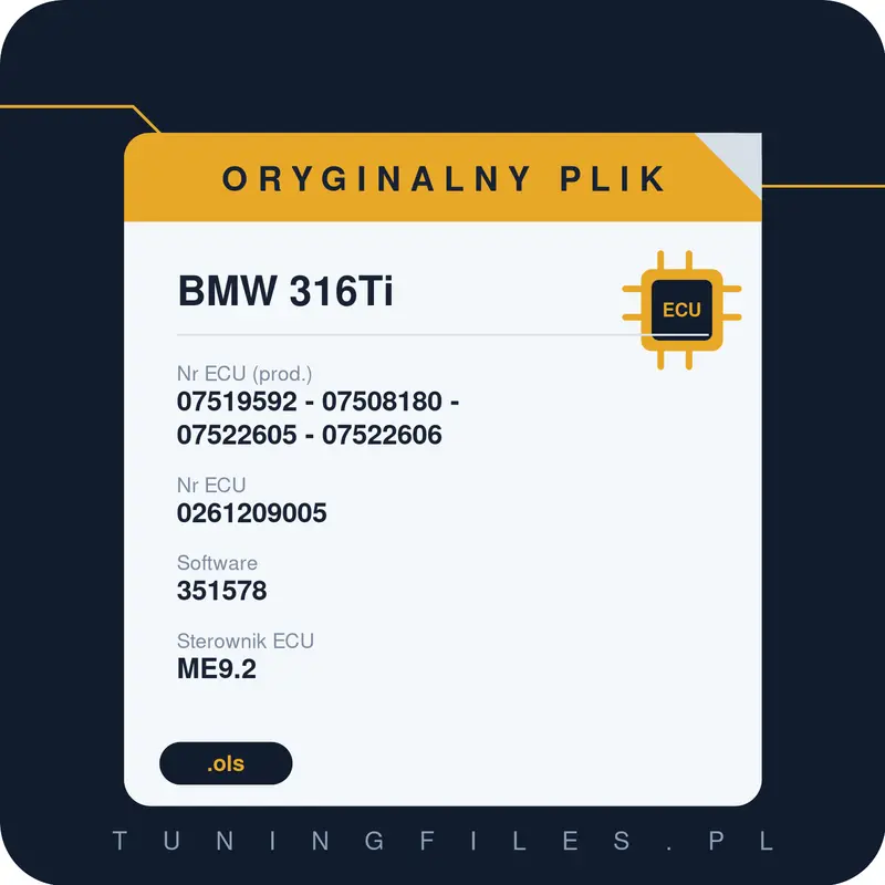 Oryginalny plik BMW 316Ti 07519592 - 07508180 - 07522605 - 07522606 0261209005 351578