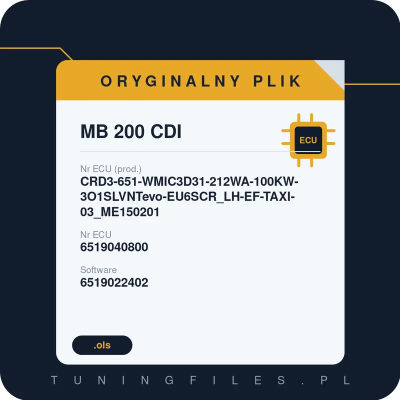 Oryginalny plik MB 200 CDI CRD3-651-WMIC3D31-212WA-100KW-3O1SLVNTevo-EU6SCR_LH-EF-TAXI-03_ME150201 6519040800 6519022402 6519038937