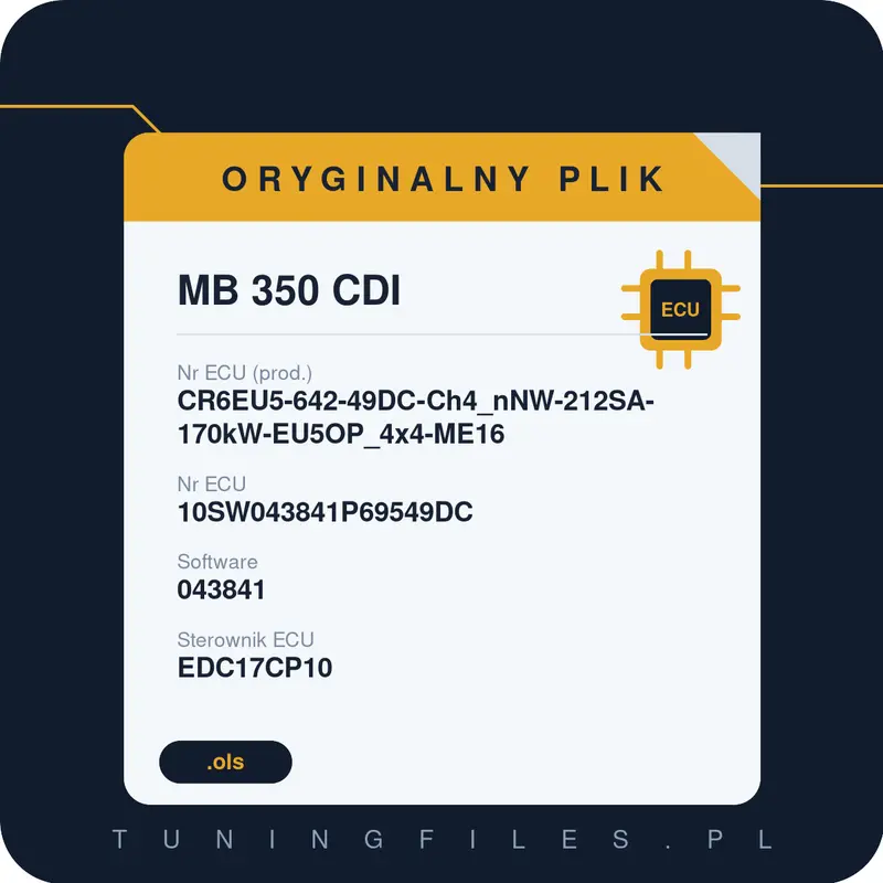 Oryginalny plik MB 350 CDI CR6EU5-642-49DC-Ch4_nNW-212SA-170kW-EU5OP_4x4-ME16 10SW043841P69549DC 043841