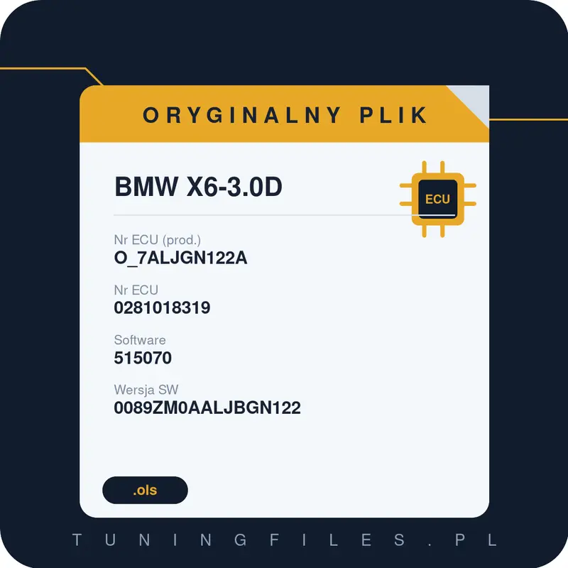 Oryginalny plik BMW X6-3.0D O_7ALJGN122A 0281018319 515070 0089ZM0AALJBGN122