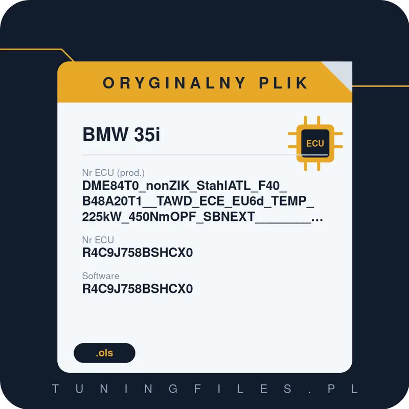 Oryginalny plik BMW 35i DME84T0_nonZIK_StahlATL_F40_B48A20T1__TAWD_ECE_EU6d_TEMP_225kW_450NmOPF_SBNEXT______________________#R4C9J758BSHCX0 R4C9J758BSHCX0 R4C9J758BSHCX0 R4C9J758B