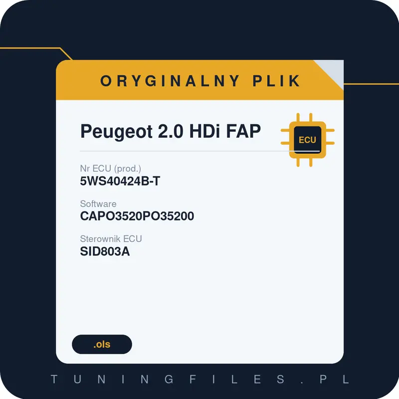 Oryginalny plik Peugeot 2.0 HDi FAP 5WS40424B-T CAPO3520PO35200