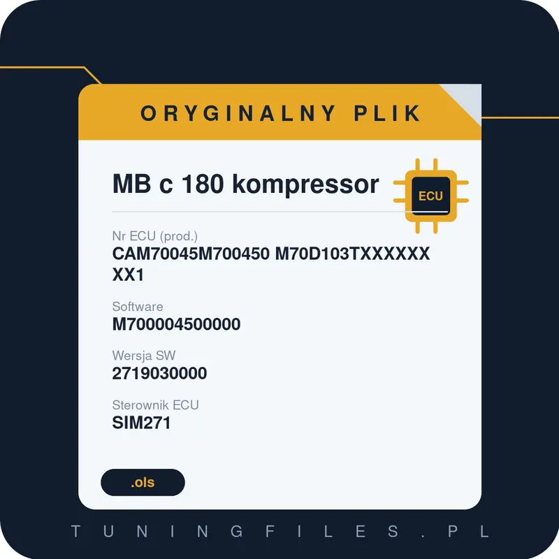 Oryginalny plik MB c 180 kompressor CAM70045M700450 M70D103TXXXXXXXX1 M700004500000 2719030000