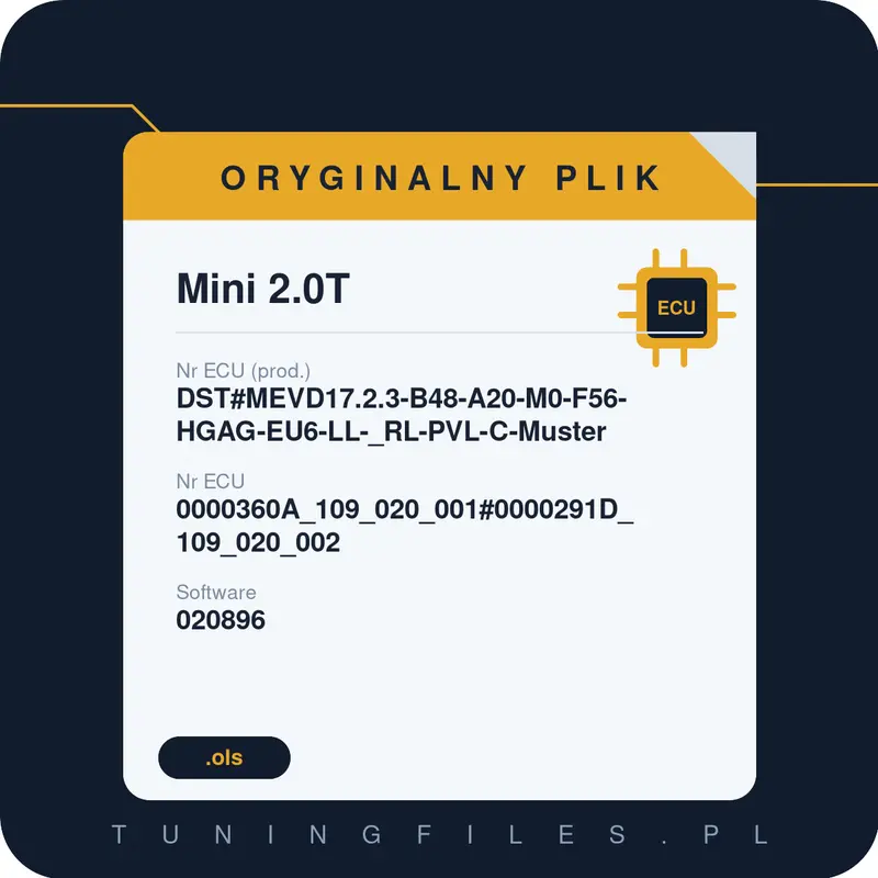 Oryginalny plik Mini 2.0T DST#MEVD17.2.3-B48-A20-M0-F56-HGAG-EU6-LL-_RL-PVL-C-Muster 0000360A_109_020_001#0000291D_109_020_002 020896 #0000360A_109_020_001#0000291D_109_020_002