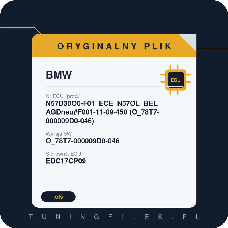 Oryginalny plik BMW N57D30O0-F01_ECE_N57OL_BEL_AGDneu#F001-11-09-450 (O_78T7-000009D0-046) O_78T7-000009D0-046