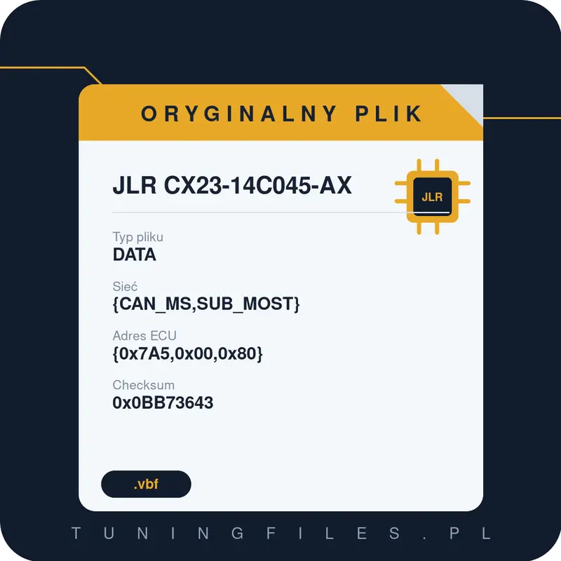 Oryginalny plik JLR CX23-14C045-AX DATA