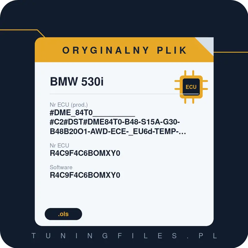 Oryginalny plik BMW 530i #DME_84T0__________#C2#DST#DME84T0-B48-S15A-G30-B48B20O1-AWD-ECE-_EU6d-TEMP-OPF-PVL_______________________ R4C9F4C6BOMXY0 R4C9F4C6BOMXY0 R4C9F4C6B