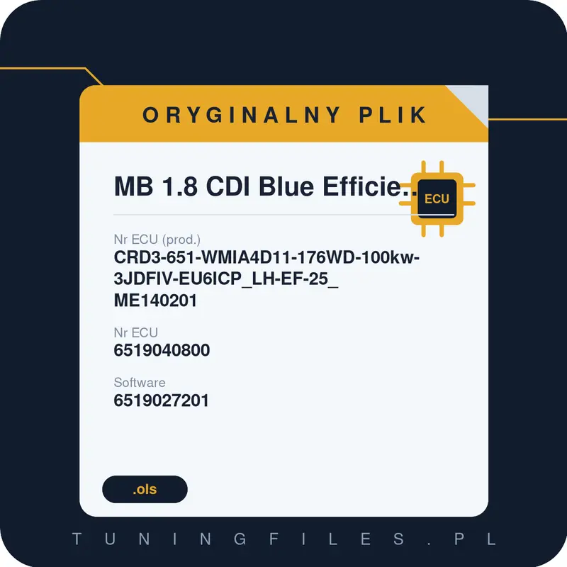 Oryginalny plik MB 1.8 CDI Blue Efficiency CRD3-651-WMIA4D11-176WD-100kw-3JDFIV-EU6ICP_LH-EF-25_ME140201 6519040800 6519027201 6519038849