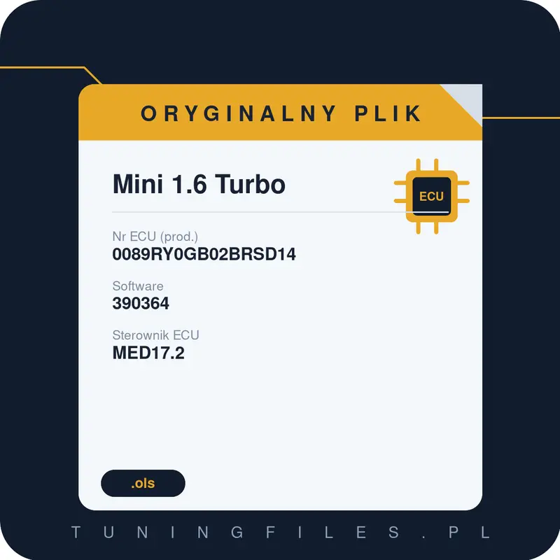 Oryginalny plik Mini 1.6 Turbo 0089RY0GB02BRSD14 390364