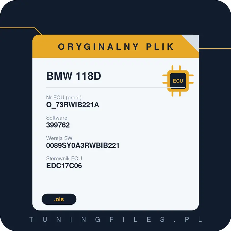 Oryginalny plik BMW 118D O_73RWIB221A 399762 0089SY0A3RWBIB221