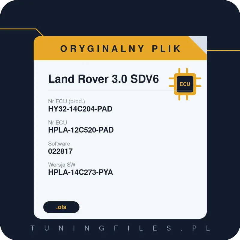Oryginalny plik Land Rover 3.0 SDV6 HY32-14C204-PAD HPLA-12C520-PAD 022817 HPLA-14C273-PYA