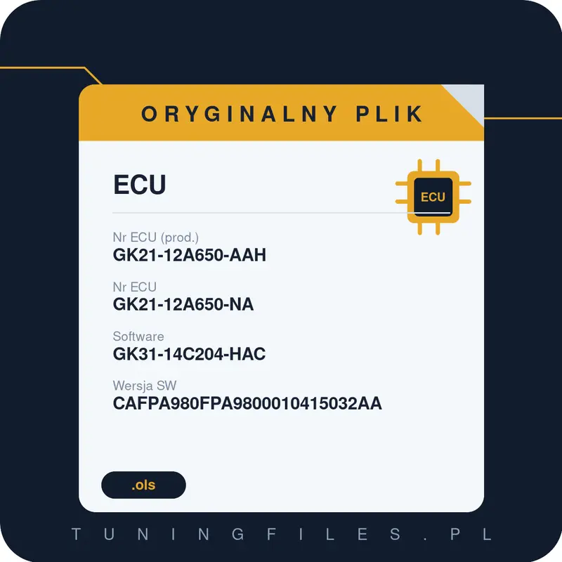 Oryginalny plik GK21-12A650-AAH GK21-12A650-NA GK31-14C204-HAC CAFPA980FPA9800010415032AA