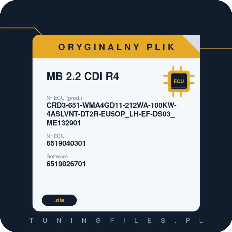 Oryginalny plik MB 2.2 CDI R4 CRD3-651-WMA4GD11-212WA-100KW-4ASLVNT-DT2R-EU5OP_LH-EF-DS03_ME132901 6519040301 6519026701 6519012101 - 6519036429