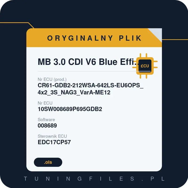 Oryginalny plik MB 3.0 CDI V6 Blue Efficiency CR61-GDB2-212WSA-642LS-EU6OPS_4x2_3S_NAG3_VarA-ME12 10SW008689P695GDB2 008689