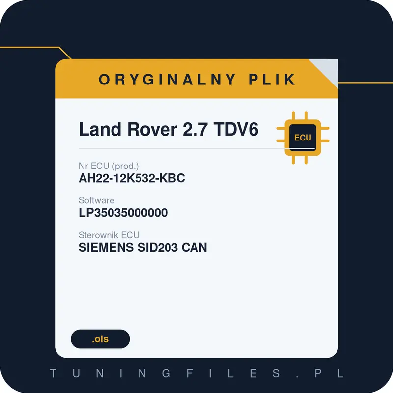 Oryginalny plik Land Rover 2.7 TDV6 AH22-12K532-KBC LP35035000000