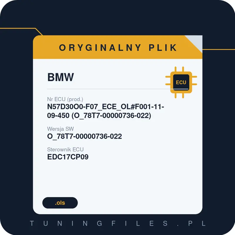 Oryginalny plik BMW N57D30O0-F07_ECE_OL#F001-11-09-450 (O_78T7-00000736-022) O_78T7-00000736-022
