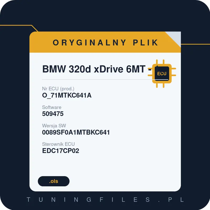 Oryginalny plik BMW 320d xDrive 6MT - 177hp O_71MTKC641A 509475 0089SF0A1MTBKC641
