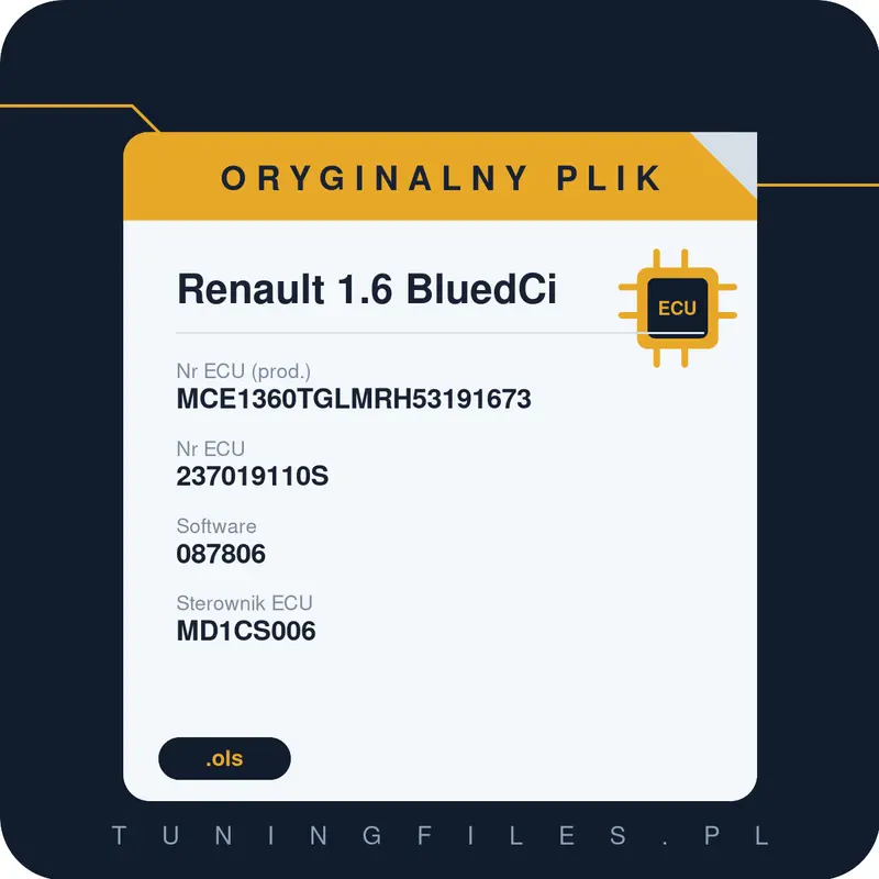 Oryginalny plik Renault 1.6 BluedCi MCE1360TGLMRH53191673 237019110S 087806
