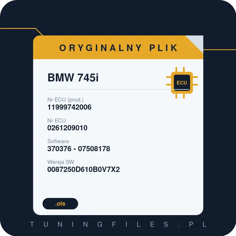 Oryginalny plik BMW 745i 11999742006 0261209010 370376 - 07508178 0087250D610B0V7X2