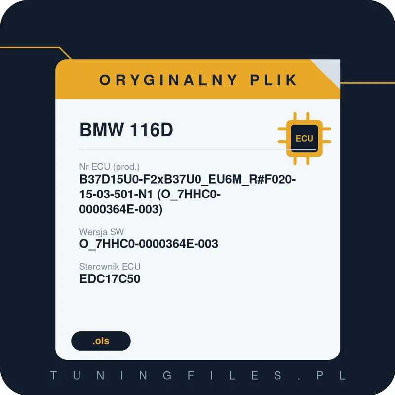 Oryginalny plik BMW 116D B37D15U0-F2xB37U0_EU6M_R#F020-15-03-501-N1 (O_7HHC0-0000364E-003) O_7HHC0-0000364E-003