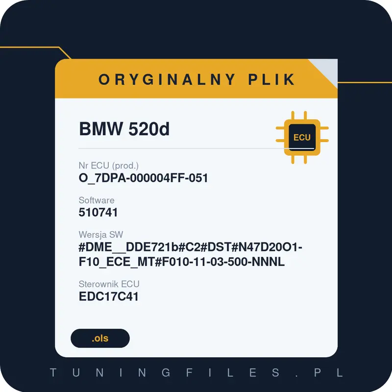 Oryginalny plik BMW 520d O_7DPA-000004FF-051 510741 #DME__DDE721b#C2#DST#N47D20O1-F10_ECE_MT#F010-11-03-500-NNNL