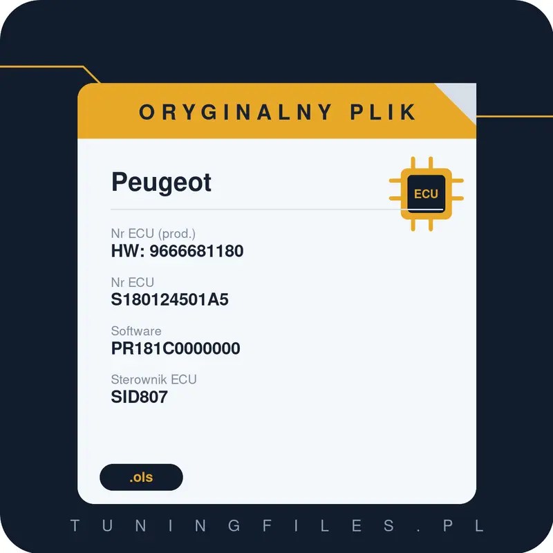 Oryginalny plik Peugeot HW: 9666681180 S180124501A5 PR181C0000000