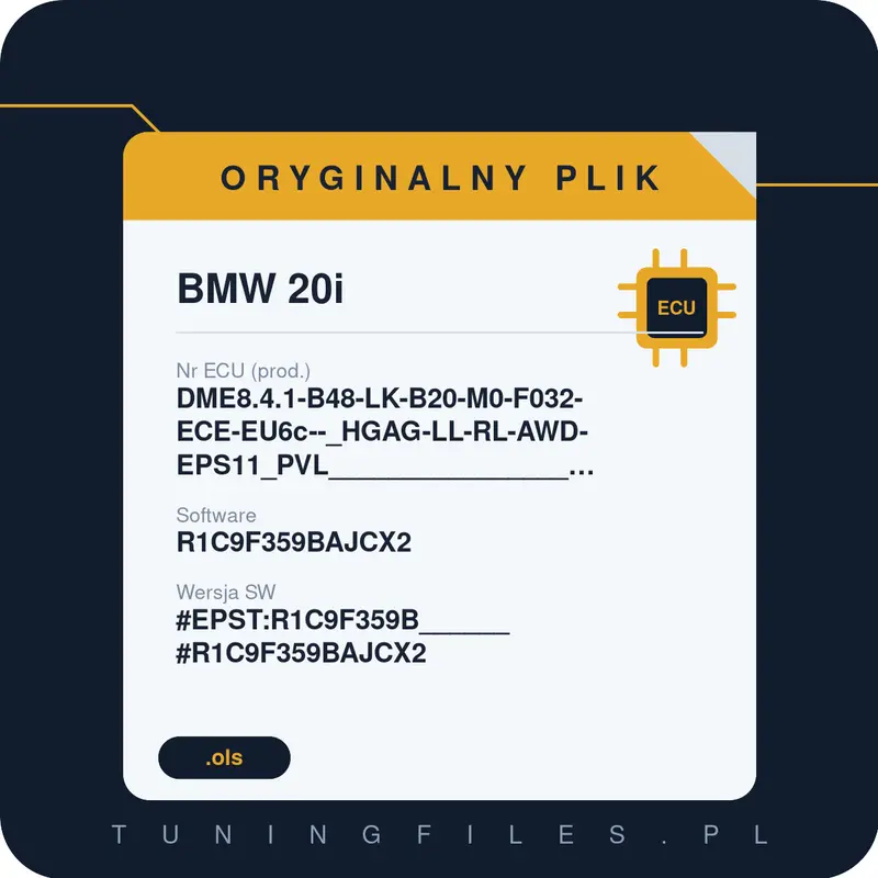 Oryginalny plik BMW 20i DME8.4.1-B48-LK-B20-M0-F032-ECE-EU6c--_HGAG-LL-RL-AWD-EPS11_PVL________________#EPST:R1C9F359B______#R1C9F359BAJCX2 R1C9F359BAJCX2 #EPST:R1C9F359B______#R1C9F359BAJCX2