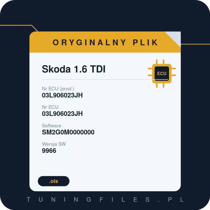 Oryginalny plik Skoda 1.6 TDI 03L906023JH 03L906023JH SM2G0M0000000 9966