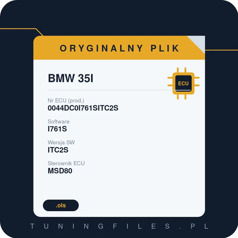 Oryginalny plik BMW 35I 0044DC0I761SITC2S I761S ITC2S