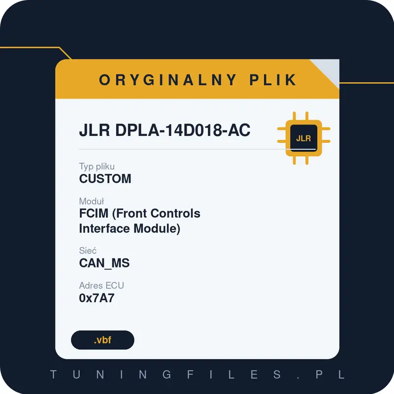 Oryginalny plik JLR DPLA-14D018-AC CUSTOM