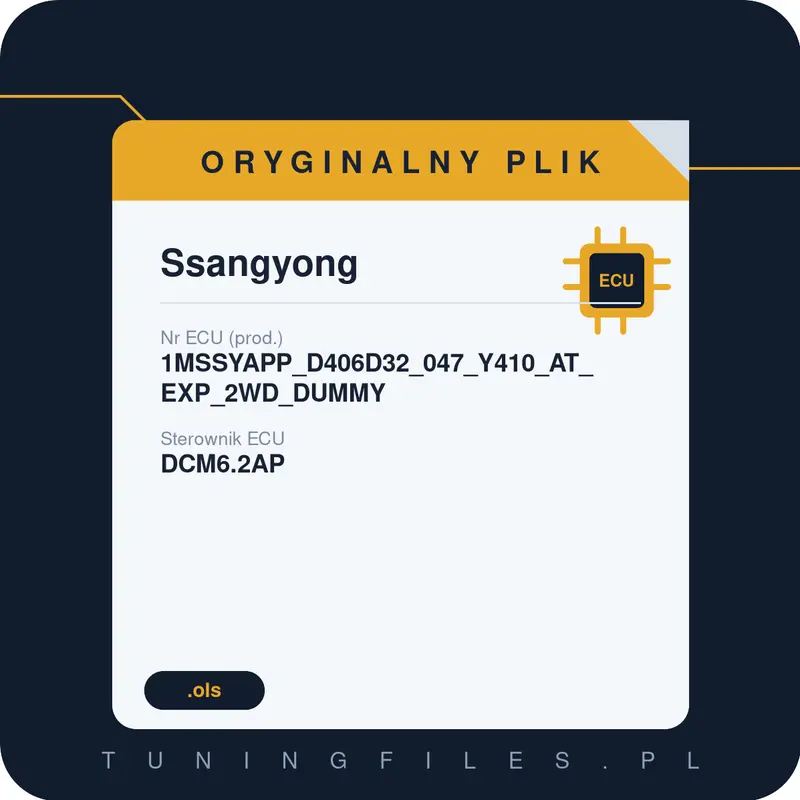 Oryginalny plik Ssangyong 1MSSYAPP_D406D32_047_Y410_AT_EXP_2WD_DUMMY