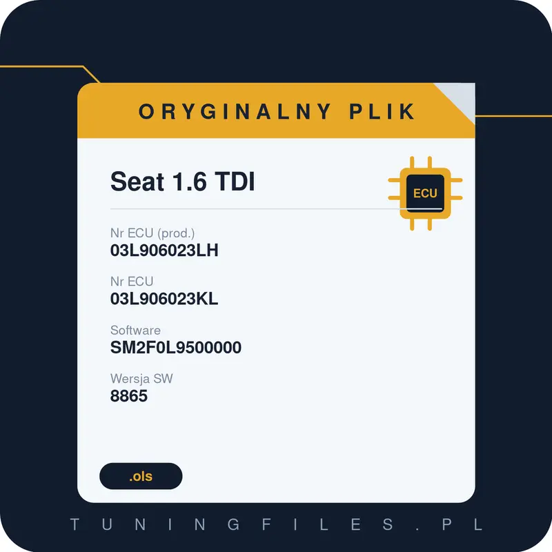 Oryginalny plik Seat 1.6 TDI 03L906023LH 03L906023KL SM2F0L9500000 8865