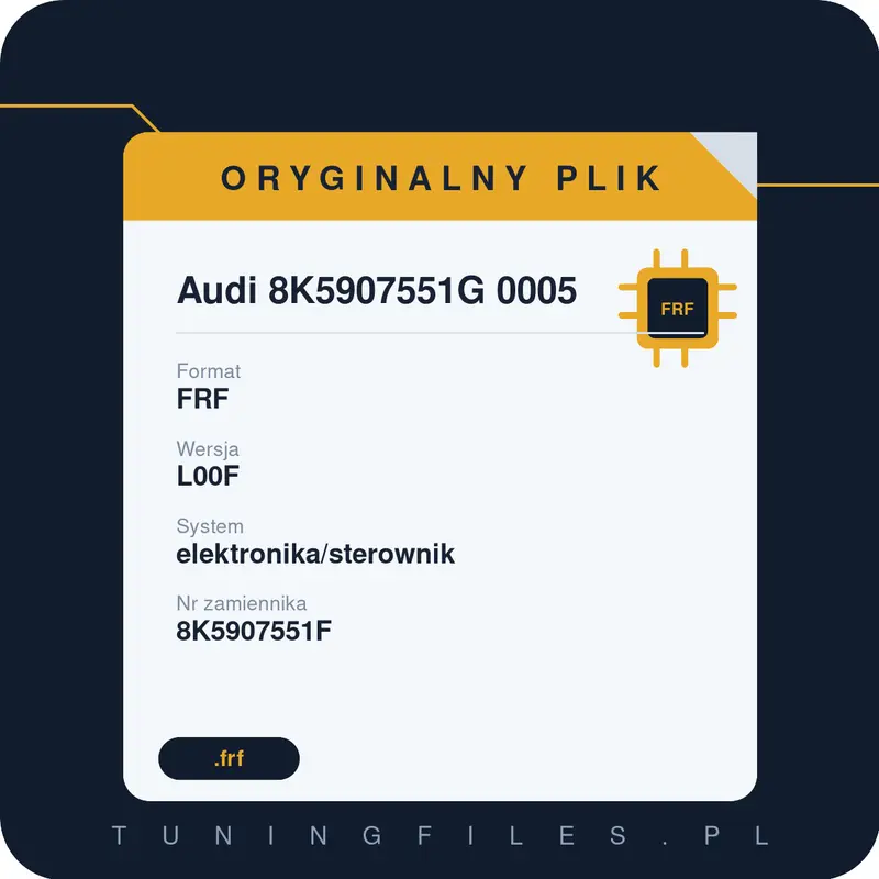 Oryginalny Plik FRF Audi 8K5907551G 0005 L00F