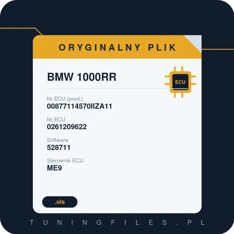 Oryginalny plik BMW 1000RR 00877114570IIZA11 0261209622 528711
