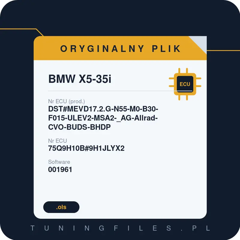 Oryginalny plik BMW X5-35i DST#MEVD17.2.G-N55-M0-B30-F015-ULEV2-MSA2-_AG-Allrad-CVO-BUDS-BHDP 75Q9H10B#9H1JLYX2 001961 9H1JLYX2