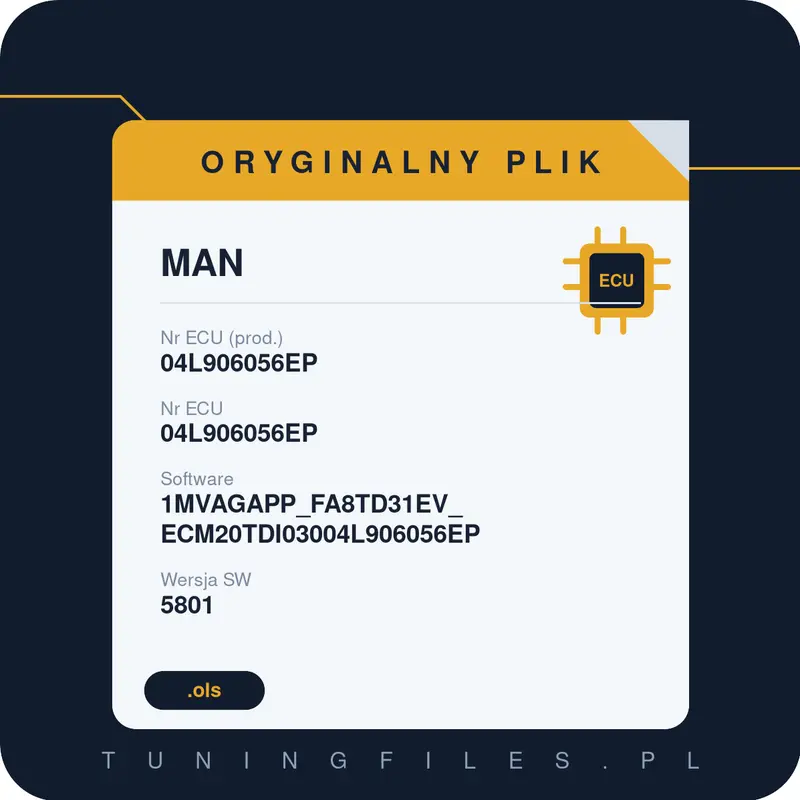 Oryginalny plik MAN 04L906056EP 04L906056EP 1MVAGAPP_FA8TD31EV_ECM20TDI03004L906056EP 5801