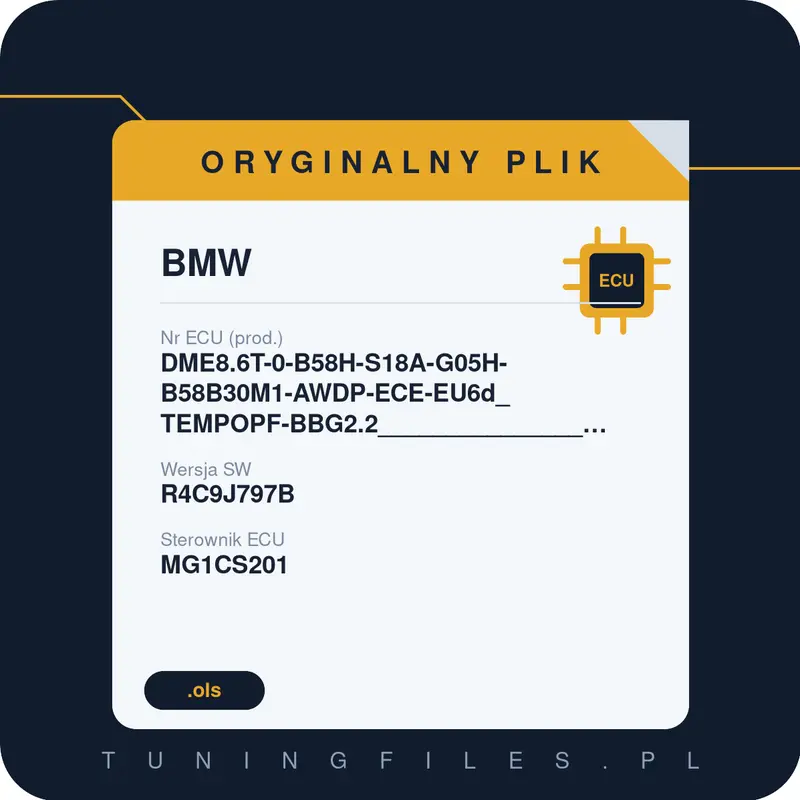 Oryginalny plik BMW DME8.6T-0-B58H-S18A-G05H-B58B30M1-AWDP-ECE-EU6d_TEMPOPF-BBG2.2_____________________________________#R4C9J797BRAAX0 _ R4C9J797B